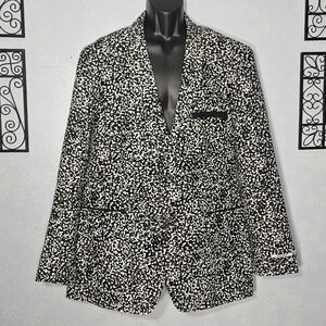 INC International Concepts Black / White Morse Milan Slim Mens Blazer, XXL